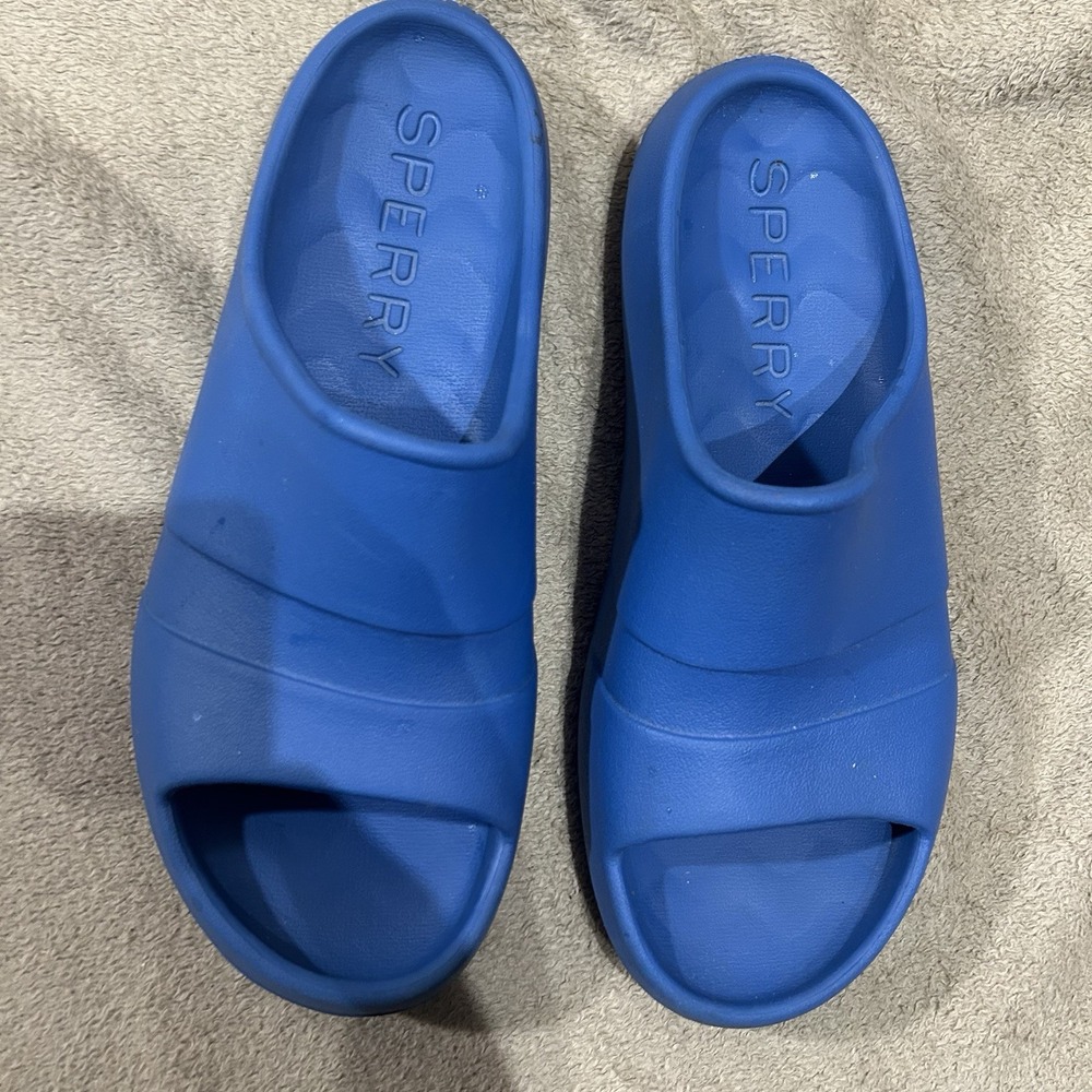 Sperry Float Slide Sandals Mens 10 Womens 12 Blue Slip On Water Shoes EVA